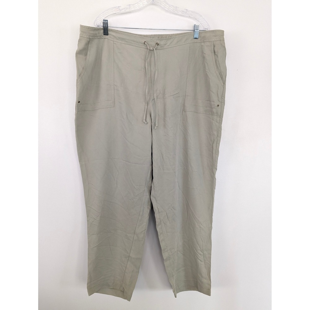 Chicos‎ Drawstring Elastic Waist Pants Womens 4 US 20 Khaki Tan Modal Blend